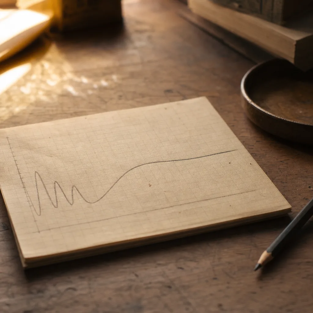 A hand-drawn frequency graph on aged graph paper
