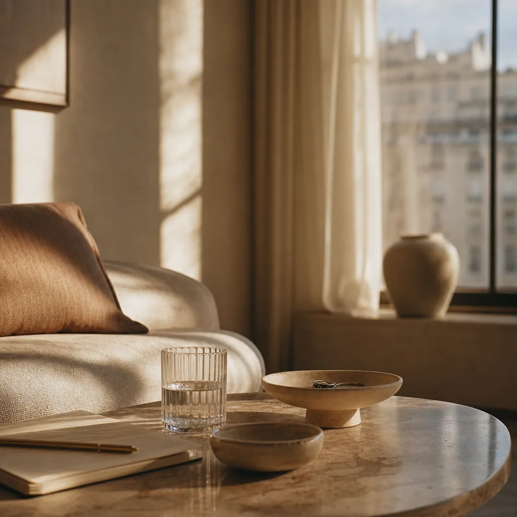 An open window with sheer curtains drifting inward on a breeze