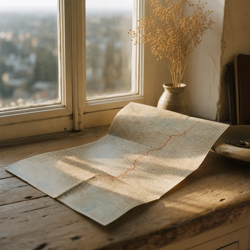 A single open road map folded to one confident route
