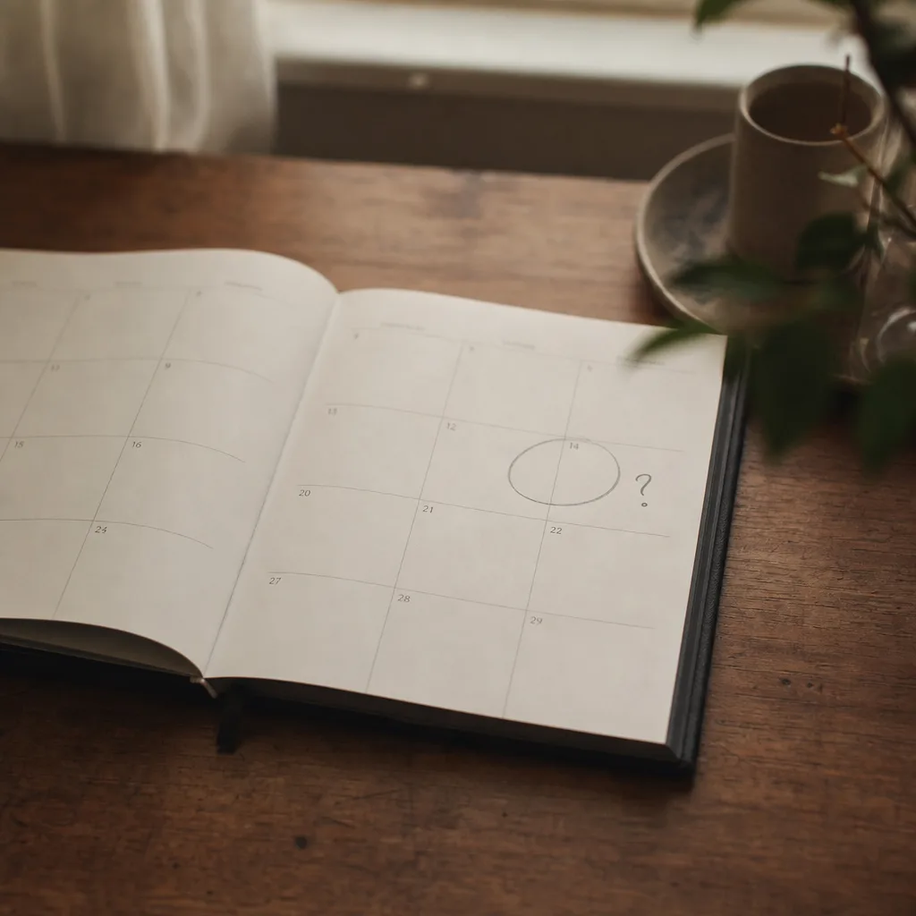 An open weekly planner flat on a wooden desk