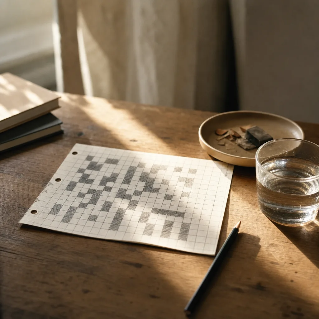 A hand-drawn grid chart on loose graph paper with some cells filled and others deliberately left blank