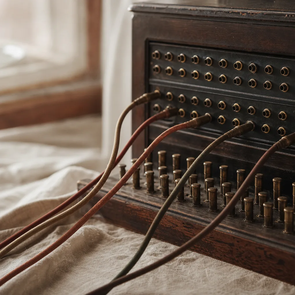 A vintage switchboard patch panel