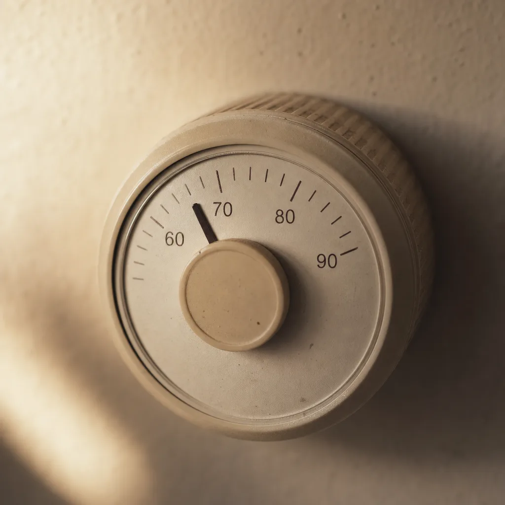 A small analog thermostat dial