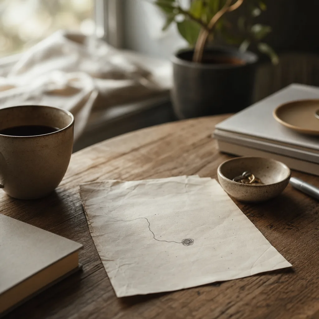 A worn paper map spread flat on a table