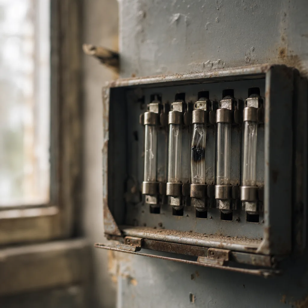 A vintage electrical fuse box